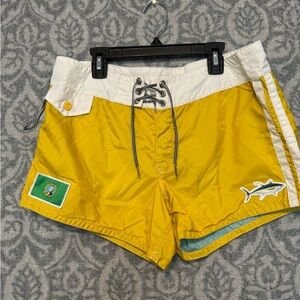 Birdwell Yellow and White Swim Shorts size 10